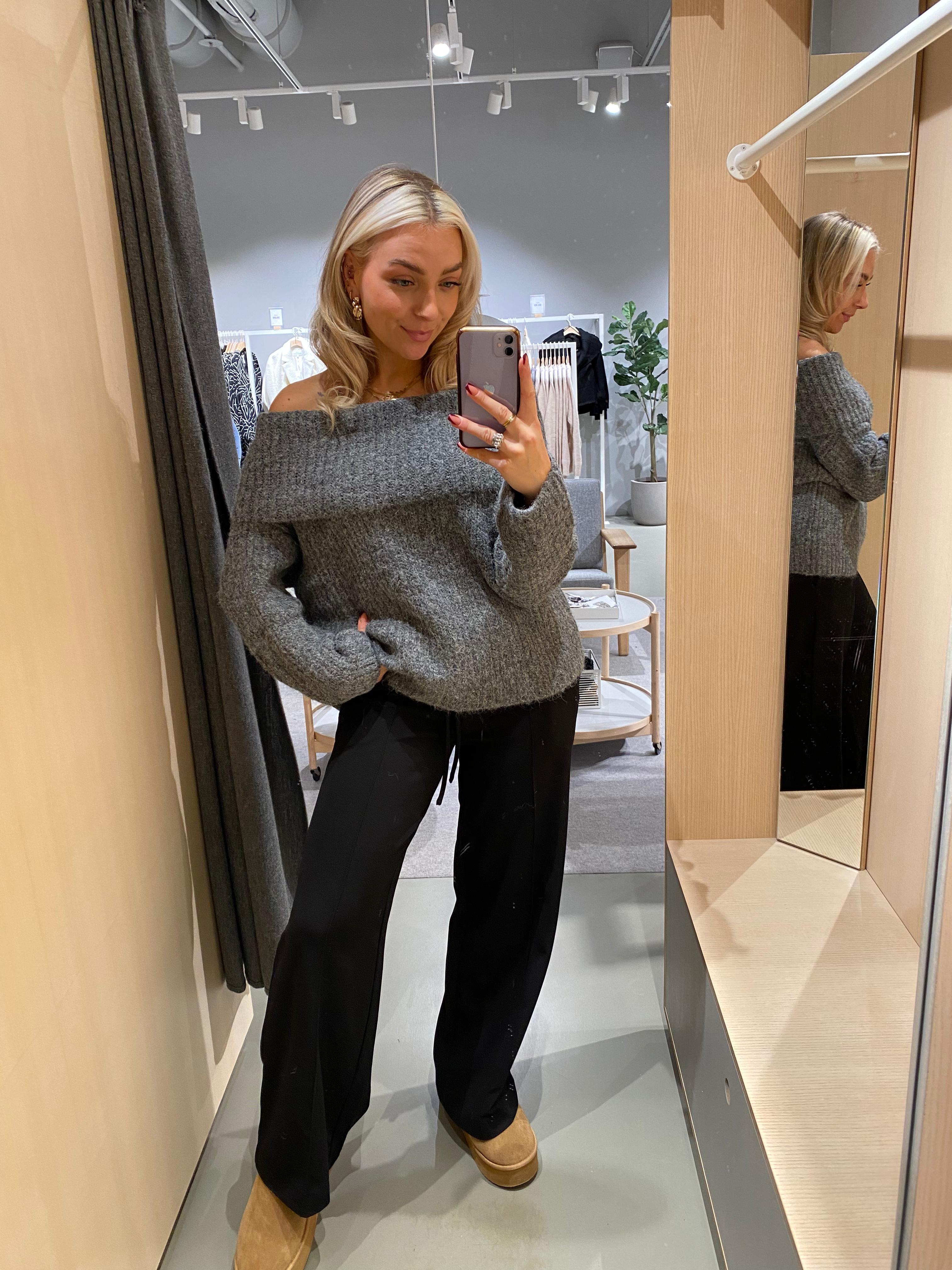 VIADINA Knit Top - Medium Grey Melange